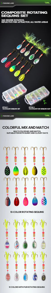 10pcs/box 75mm 3g Fishing Spinner Bait Metal Inline Spinner Lure Combo Metal Spoon Lure Bait Kit fishing hook  pescaria