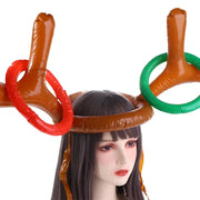 Kids Home Ring Toss New Year Gift Festival Outdoor Christmas Headband Inflated Toys Ferrule Game Inflatable Antler Hat