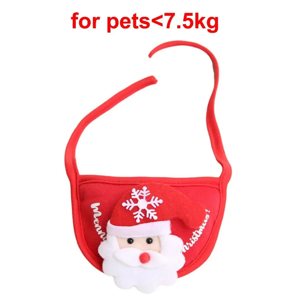Christmas Puppy Dog Cat Costume Xmas Cat Santa Elk Hat with Bandana Bib Scarf Set Cat Accessories Pet Holiday Dress Up Supplies