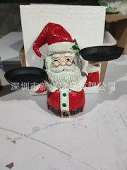Resin Santa Claus Statues Holding Snack Tray Christmas Figurine with Treats Holder Cake Dessert Stand Fruit Plate for Xmas Party