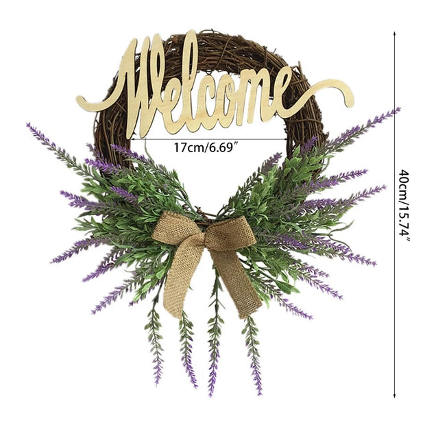 Easter Cross Wreath with Bow Rattan Ring Garland Hanging Ornament for Home Front Door Wall Garden Decoration Art Gift Supplies