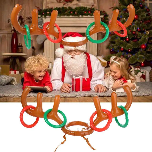 Kids Home Ring Toss New Year Gift Festival Outdoor Christmas Headband Inflated Toys Ferrule Game Inflatable Antler Hat