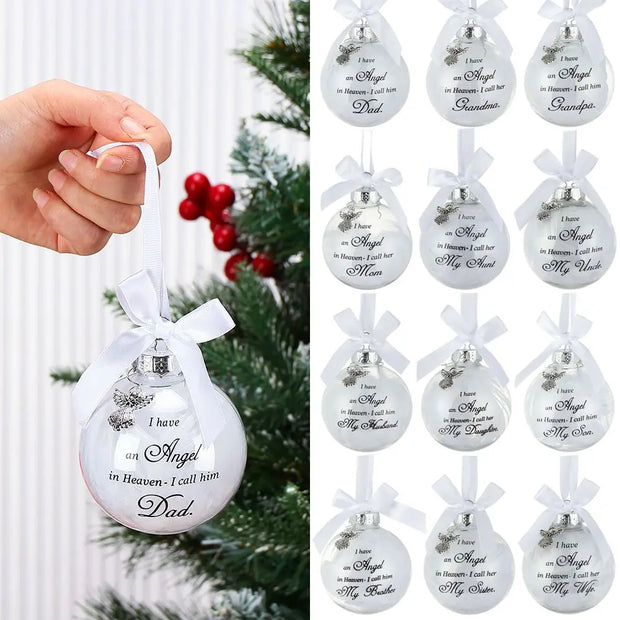 Home Decoration Xmas I Have An Angel In Heaven Memorial Ornament Family Pendant Hanging Ornaments Feather Ball