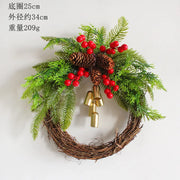 Christmas Simulation Flower Wreath Farmhouse Bohemian Style Flower Wreath Decoration Bell Flower Wreath Door Hanging