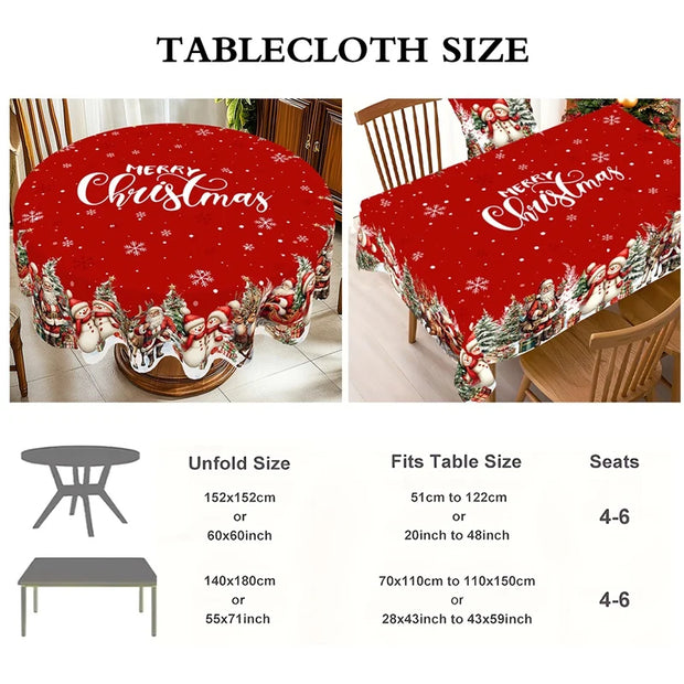 Christmas Tablecloth Christmas Decorations for Home 2025 Xmas Gifts Navidad New Year Winter Holiday Kitchen Dining Table Cover