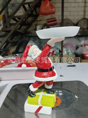 Resin Santa Claus Statues Holding Snack Tray Christmas Figurine with Treats Holder Cake Dessert Stand Fruit Plate for Xmas Party