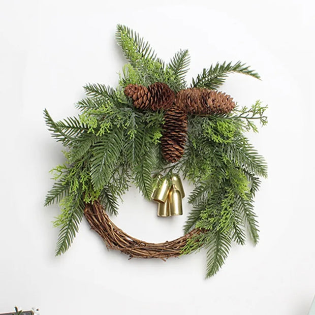 Christmas Simulation Flower Wreath Farmhouse Bohemian Style Flower Wreath Decoration Bell Flower Wreath Door Hanging
