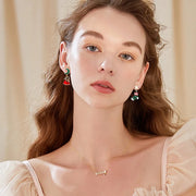 Fashion Christmas Green Bowknot Bell Pendant Earrings for Women Exquisite Elk Wind Chimes Dangle Earrings New Year Xmas Gifts