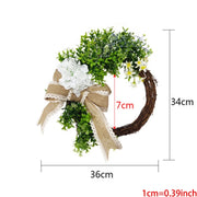 Easter Cross Wreath with Bow Rattan Ring Garland Hanging Ornament for Home Front Door Wall Garden Decoration Art Gift Supplies