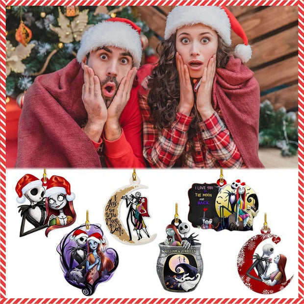 The Nightmare Before Christmas Hanging Ornament Jack And Sally Cartoon Pendant New Year Holidays Party Xmas Tree Decoration