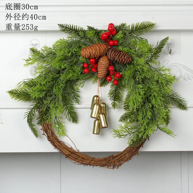 Christmas Simulation Flower Wreath Farmhouse Bohemian Style Flower Wreath Decoration Bell Flower Wreath Door Hanging