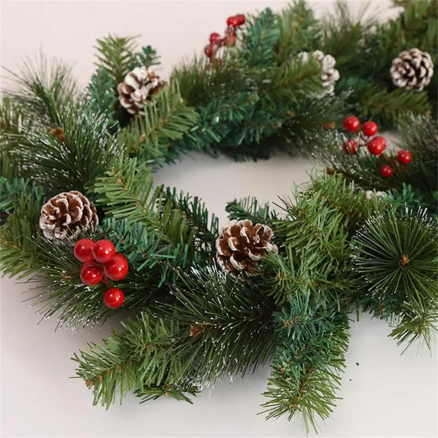 Christmas Garlands With Pinecones Red Berries Artificial Christmas Wreaths For Home Xmas Tree Stairs Door New Year Decoration