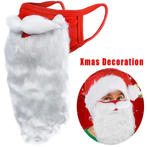 Christmas Hat 3D Santa Claus Beard Masks for Adult Kids Plush Thicken Warm Xmas Cap Christmas New Year Party Festival Supplies