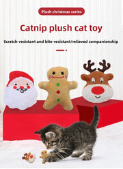 Cat Toys Christmas Elk Gingerbread Man Santa Claus Plush Cat Dogs Toys Interactive Play Cat Toys Self Hi Christmas Pet Supplies