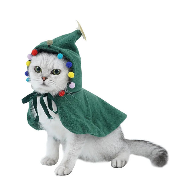 Christmas Pet Cosplay Costume Plush Cat And Dog Clothes Autumn And Winter New Cute Christmas Cloaks Pet Clothes