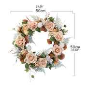 Easter Cross Wreath with Bow Rattan Ring Garland Hanging Ornament for Home Front Door Wall Garden Decoration Art Gift Supplies