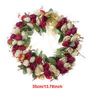 Easter Cross Wreath with Bow Rattan Ring Garland Hanging Ornament for Home Front Door Wall Garden Decoration Art Gift Supplies