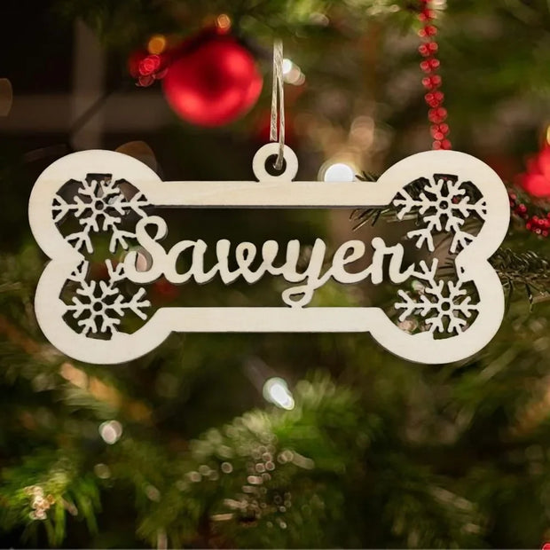 Personalized Wooden Pet Name Paw Print Christmas Ornament Custom Dogs Name Ornaments