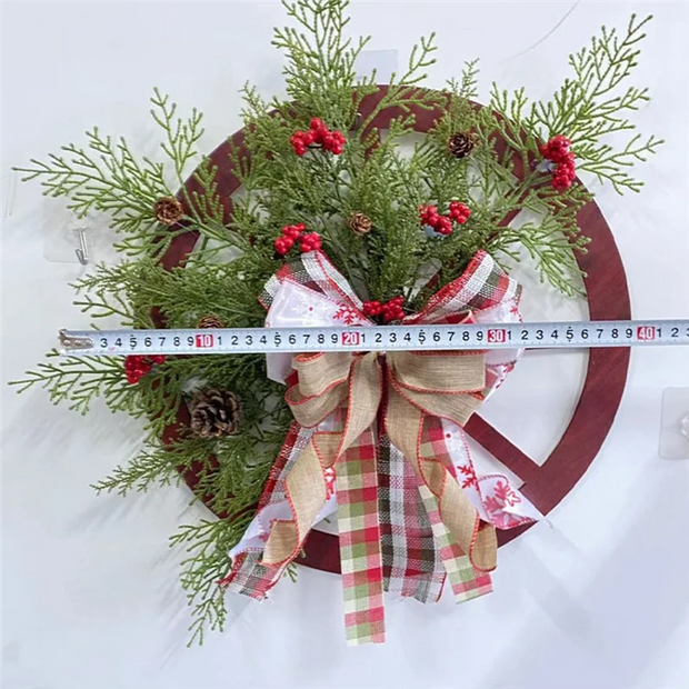 High Quality 1 PCS Christmas Wreath Ornaments Roulette Shape Hanging Wooden New Year Decoration