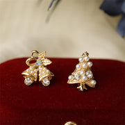 Fashion Christmas Green Bowknot Bell Pendant Earrings for Women Exquisite Elk Wind Chimes Dangle Earrings New Year Xmas Gifts