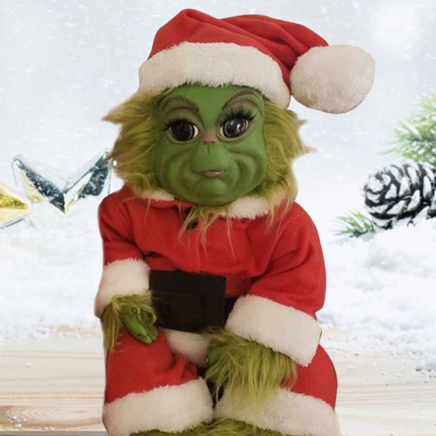 Christmas Grinch Baby Toys Silicone Grinch Doll Soft Christmas Plush Doll Green Hair Monster Plush Toy Children Doll Xmas Decor