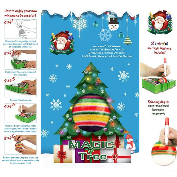 DIY Christmas Tree Rotate Drawing Ball Set Electric Painting Machine Christmas Decoration Kids Electric Toys For Children Gift-A
