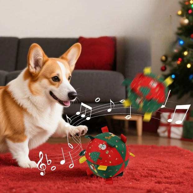 Christmas Dog Toy Balls Teething Relief Self-Entertaining Fun Durable Plush Anti-Boredom Interactive Play Toys Pet Supplies