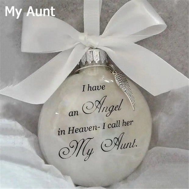 Home Decoration Xmas I Have An Angel In Heaven Memorial Ornament Family Pendant Hanging Ornaments Feather Ball