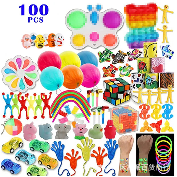 52/120Pcs Kids Birthday Party favors Pinata Stuffed Toy Finger Skateboard Stress Relief Toys Carnival Prize Pinata Filler Gift