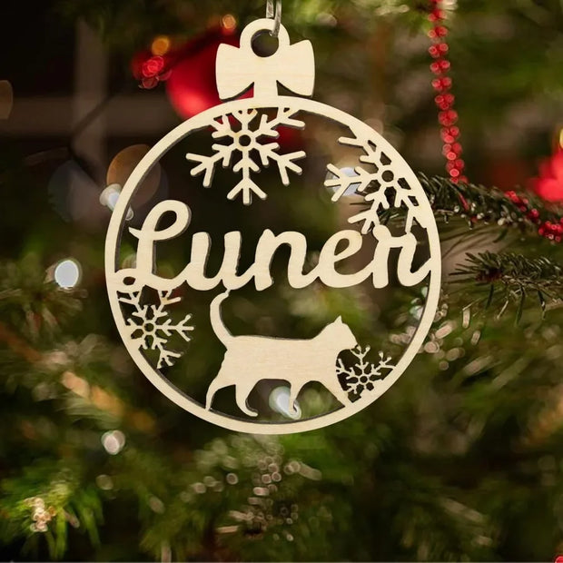 Personalized Wooden Pet Name Paw Print Christmas Ornament Custom Dogs Name Ornaments