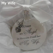 Home Decoration Xmas I Have An Angel In Heaven Memorial Ornament Family Pendant Hanging Ornaments Feather Ball