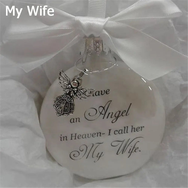 Home Decoration Xmas I Have An Angel In Heaven Memorial Ornament Family Pendant Hanging Ornaments Feather Ball
