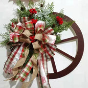 5PCS Christmas Decoration Door Hanging Wooden Roulette Wheel Wreath Christmas Pine Cone Wreath Home Decoration Christmas Gift