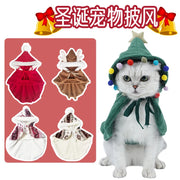 Christmas Pet Cosplay Costume Plush Cat And Dog Clothes Autumn And Winter New Cute Christmas Cloaks Pet Clothes