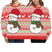 Double Ugly Christmas Couple Sweaters Siamese Twins Pullover 3D Printed Funny Couple Sweatshirt