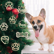 Personalized Wooden Pet Name Paw Print Christmas Ornament Custom Dogs Name Ornaments