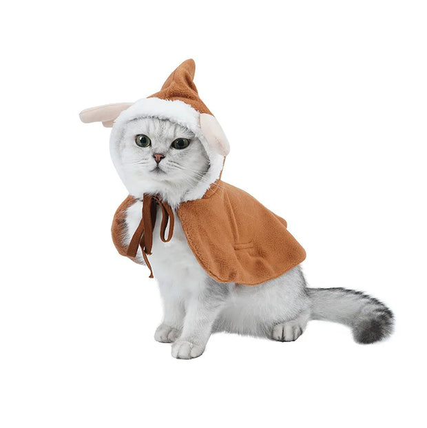 Christmas Pet Cosplay Costume Plush Cat And Dog Clothes Autumn And Winter New Cute Christmas Cloaks Pet Clothes