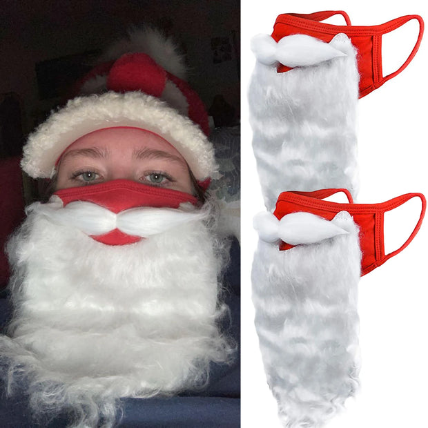 Christmas Hat 3D Santa Claus Beard Masks for Adult Kids Plush Thicken Warm Xmas Cap Christmas New Year Party Festival Supplies