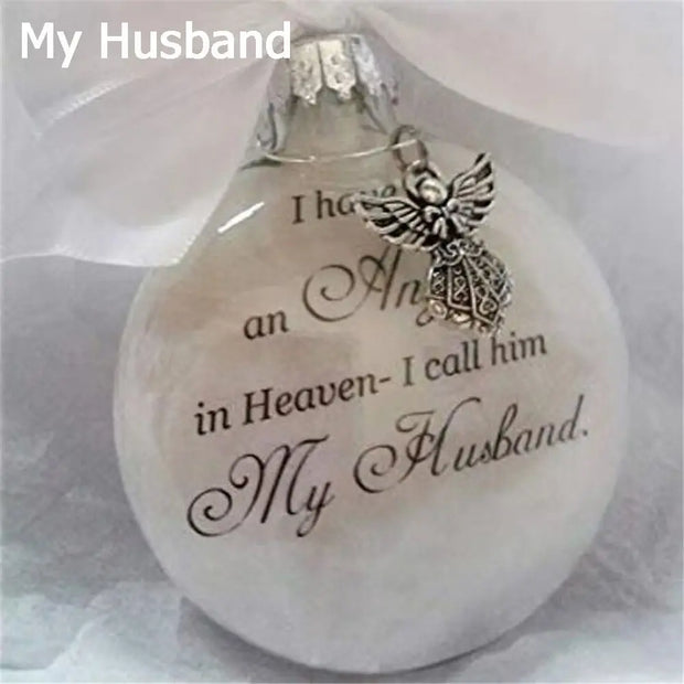 Home Decoration Xmas I Have An Angel In Heaven Memorial Ornament Family Pendant Hanging Ornaments Feather Ball