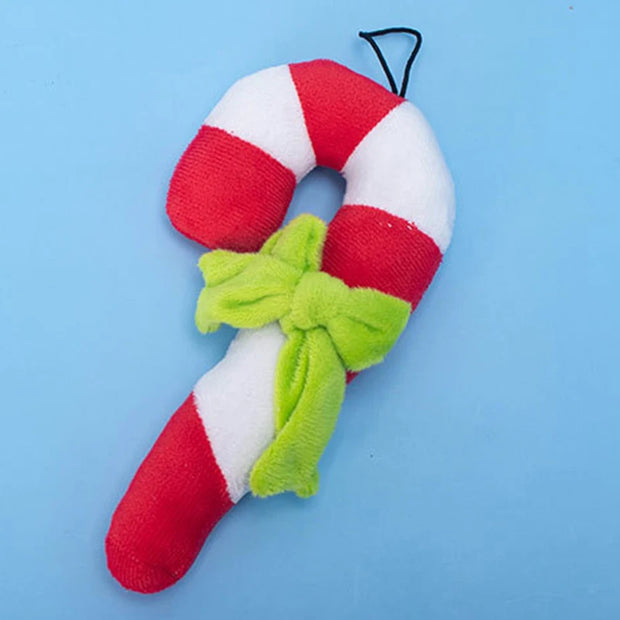 Christmas Crutches Toys Christmas Candy Squeak Pet Dog Toy Puppy Plush Bite Resistant Chewing Interactive Dog Toy Pet Supplies