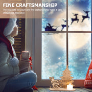 1pc Christmas Tree Ornament Creative Xmas Diy Wooden Decor Electronic Lamp Durable Desktop Festival Craft Xmas Wood Scene