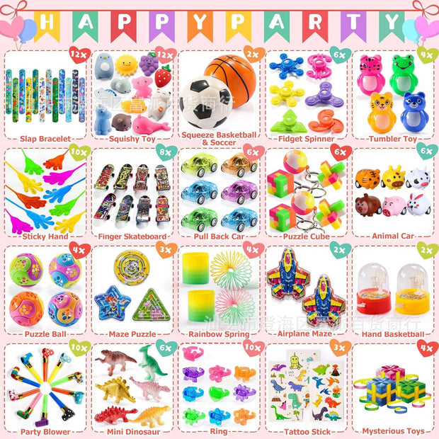 52/120Pcs Kids Birthday Party favors Pinata Stuffed Toy Finger Skateboard Stress Relief Toys Carnival Prize Pinata Filler Gift