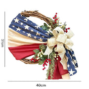 Easter Cross Wreath with Bow Rattan Ring Garland Hanging Ornament for Home Front Door Wall Garden Decoration Art Gift Supplies