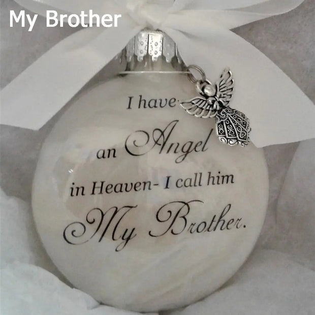 Home Decoration Xmas I Have An Angel In Heaven Memorial Ornament Family Pendant Hanging Ornaments Feather Ball