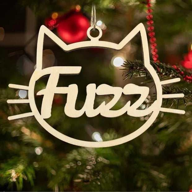 Personalized Wooden Pet Name Paw Print Christmas Ornament Custom Dogs Name Ornaments