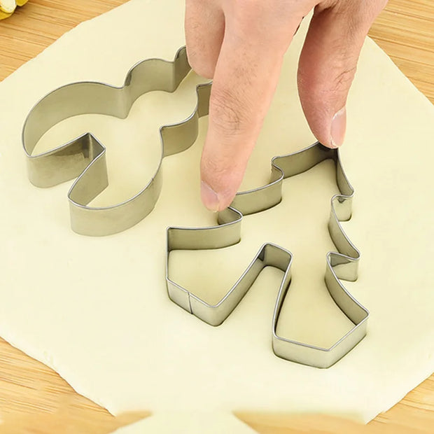 8/10/18/24pcs Christmas Gingerbread House Cookie Cutter Set Stainless Steel Baking Mold Xmas Biscuit Party Decorations Supplies