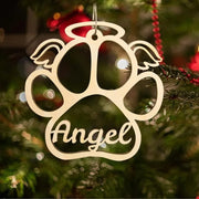 Personalized Wooden Pet Name Paw Print Christmas Ornament Custom Dogs Name Ornaments