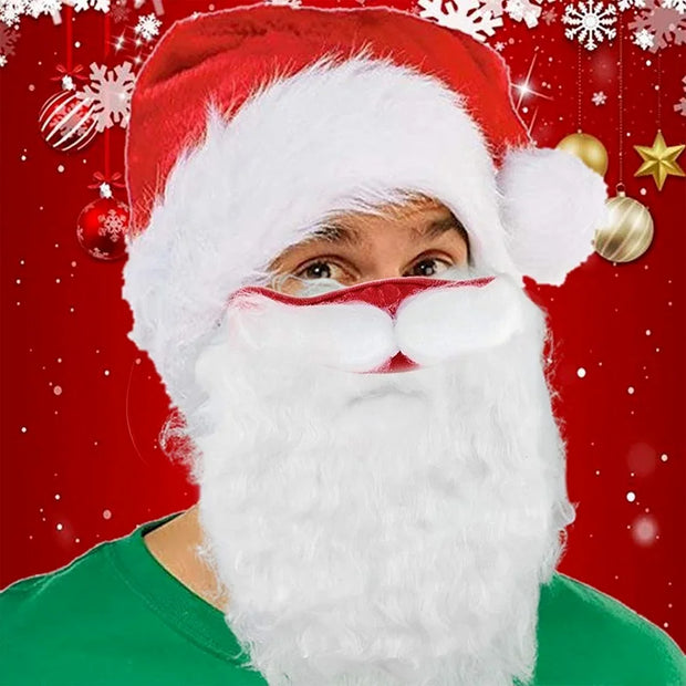 Christmas Hat 3D Santa Claus Beard Masks for Adult Kids Plush Thicken Warm Xmas Cap Christmas New Year Party Festival Supplies
