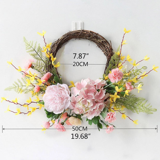 Easter Cross Wreath with Bow Rattan Ring Garland Hanging Ornament for Home Front Door Wall Garden Decoration Art Gift Supplies