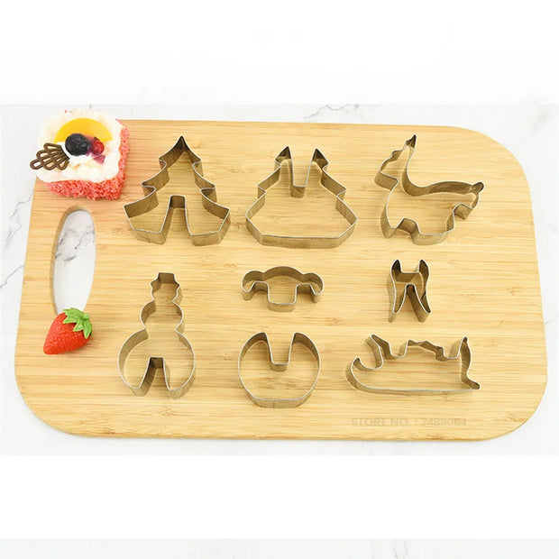 8/10/18/24pcs Christmas Gingerbread House Cookie Cutter Set Stainless Steel Baking Mold Xmas Biscuit Party Decorations Supplies